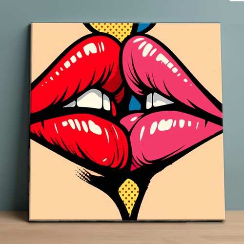 Quadro pop art - pop, bacio